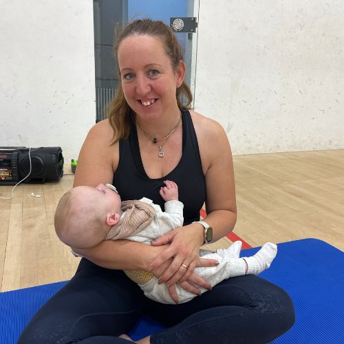 Mother and baby at a postnatal class