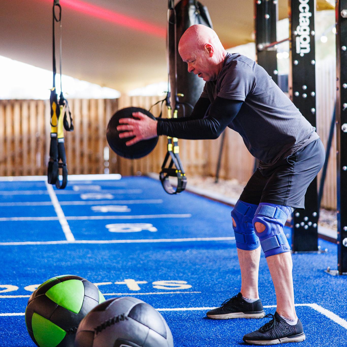 man working out at bluecoat sports outdoor gym