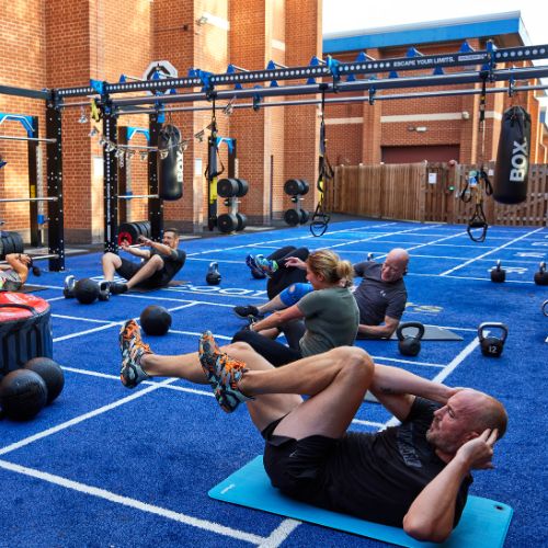 group abdominal exercises at bluecoat sports fitness yard