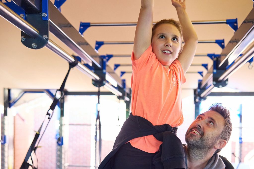 dad and child keeping fit