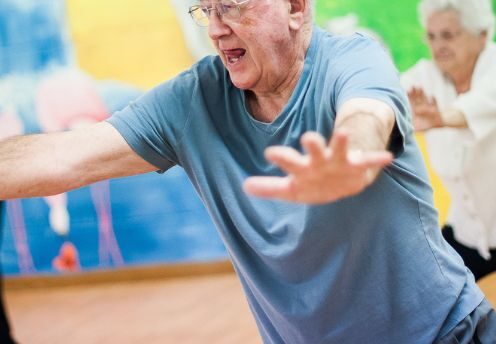 man in a balance class