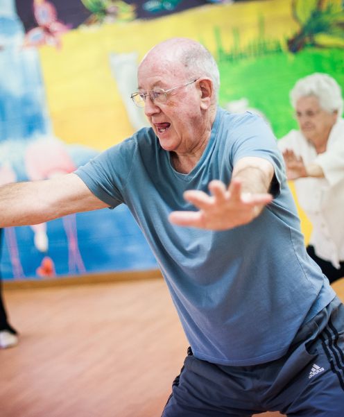 man in a balance class